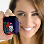 Maori Wheku Meri Kirihimete Personalised AirPods Case All Blue Indigenous Maori Motif - Aussie Hoodie