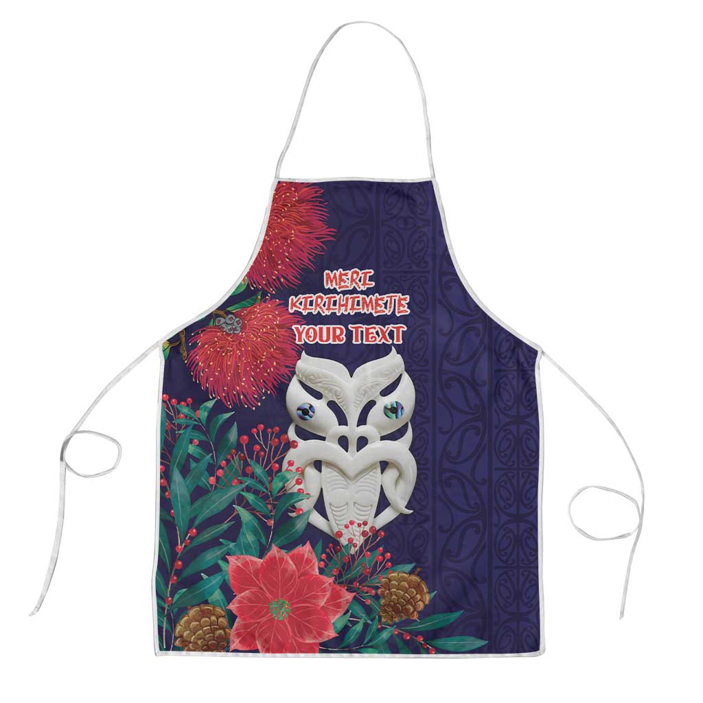 Maori Wheku Meri Kirihimete Personalised Apron All Blue Indigenous Maori Motif - Aussie Hoodie