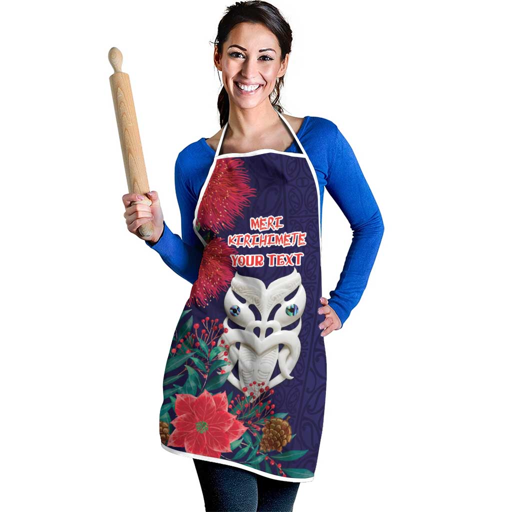 Maori Wheku Meri Kirihimete Personalised Apron All Blue Indigenous Maori Motif - Aussie Hoodie