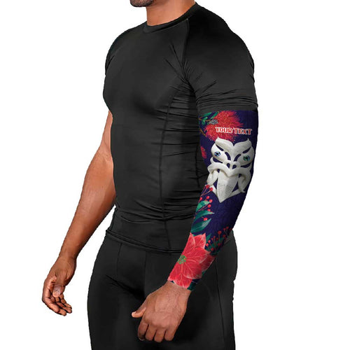 Maori Wheku Meri Kirihimete Personalised Arm Sleeves All Blue Indigenous Maori Motif - Aussie Hoodie