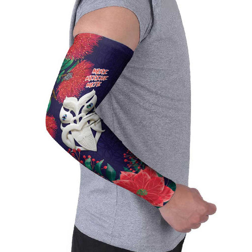 Maori Wheku Meri Kirihimete Personalised Arm Sleeves All Blue Indigenous Maori Motif - Aussie Hoodie