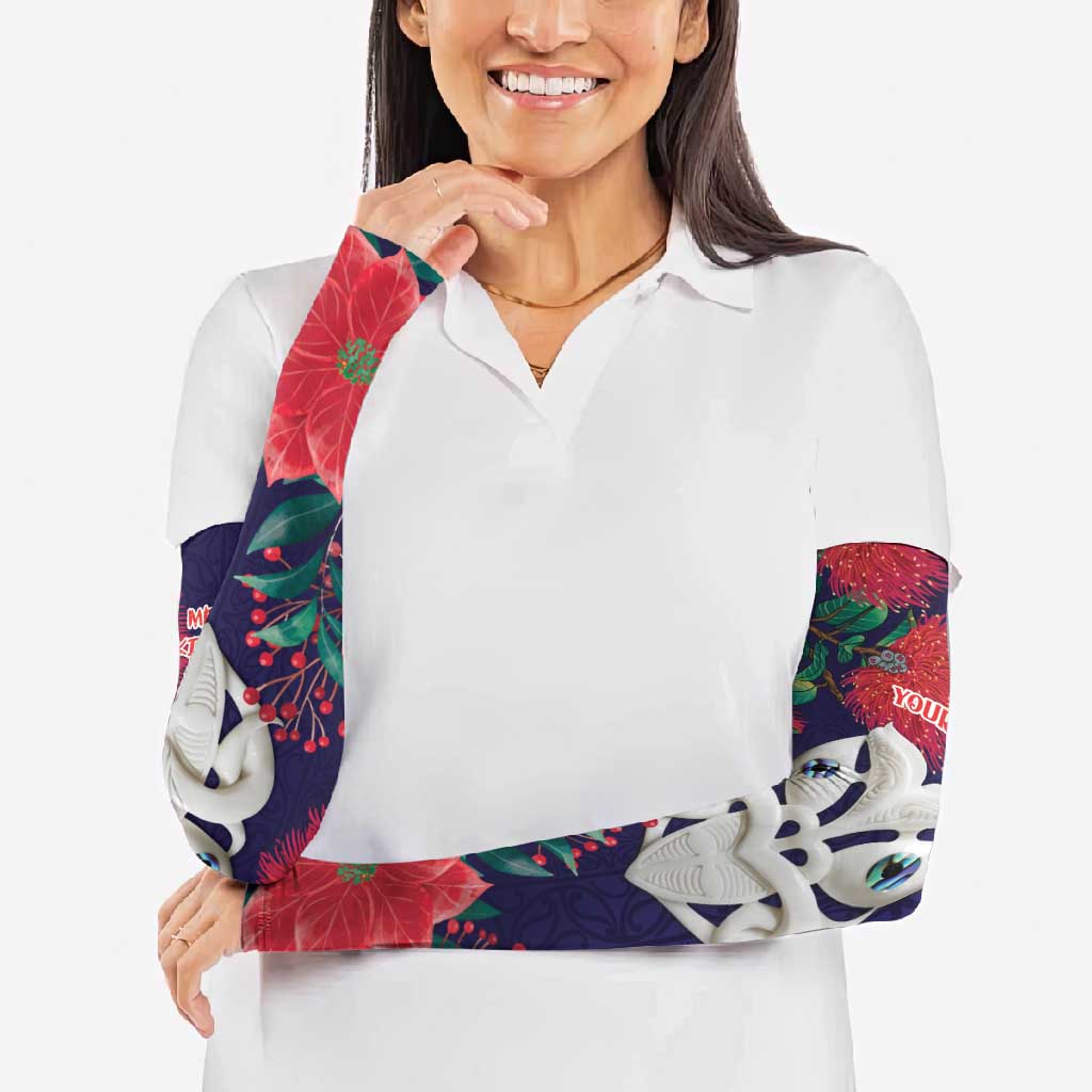 Maori Wheku Meri Kirihimete Personalised Arm Sleeves All Blue Indigenous Maori Motif - Aussie Hoodie