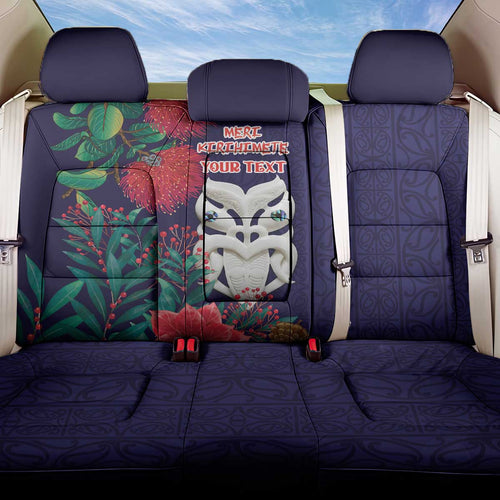 Maori Wheku Meri Kirihimete Personalised Back Car Seat Cover All Blue Indigenous Maori Motif - Aussie Hoodie