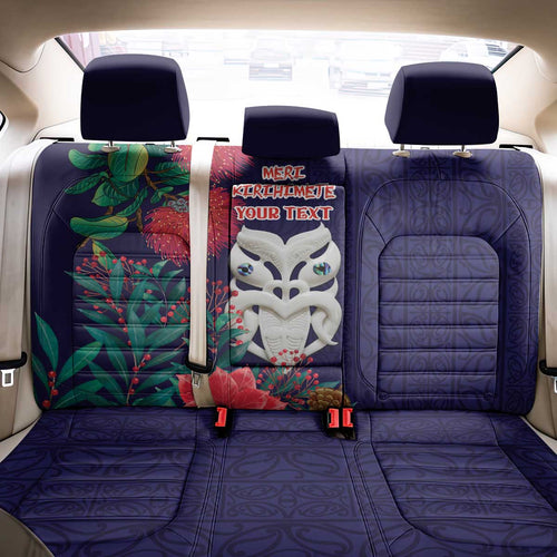 Maori Wheku Meri Kirihimete Personalised Back Car Seat Cover All Blue Indigenous Maori Motif - Aussie Hoodie