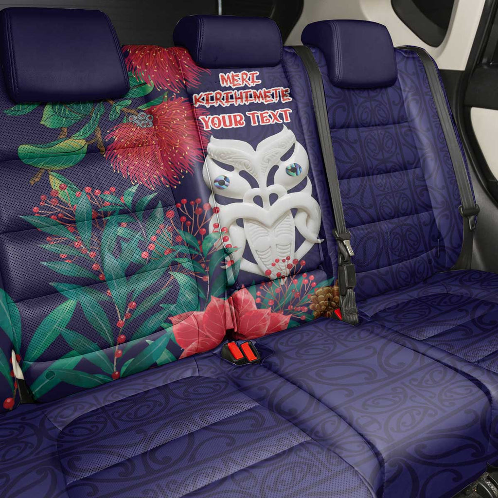 Maori Wheku Meri Kirihimete Personalised Back Car Seat Cover All Blue Indigenous Maori Motif - Aussie Hoodie