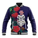 Maori Wheku Meri Kirihimete Personalised Baseball Jacket All Blue Indigenous Maori Motif - Aussie Hoodie