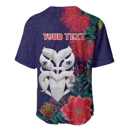 Maori Wheku Meri Kirihimete Personalised Baseball Jersey All Blue Indigenous Maori Motif - Aussie Hoodie
