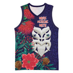 Maori Wheku Meri Kirihimete Personalised Basketball Jersey All Blue Indigenous Maori Motif - Aussie Hoodie