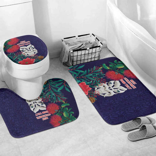 Maori Wheku Meri Kirihimete Personalised Bathroom Set All Blue Indigenous Maori Motif - Aussie Hoodie