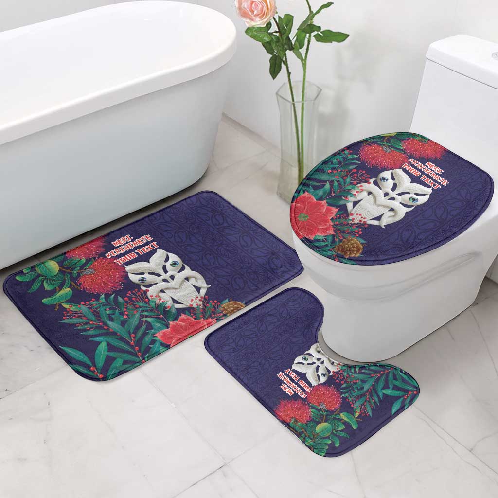 Maori Wheku Meri Kirihimete Personalised Bathroom Set All Blue Indigenous Maori Motif - Aussie Hoodie