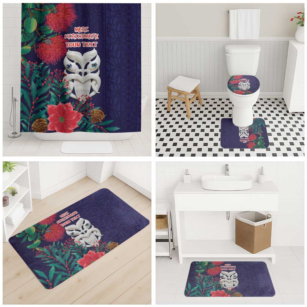 Maori Wheku Meri Kirihimete Personalised Bathroom Set All Blue Indigenous Maori Motif - Aussie Hoodie