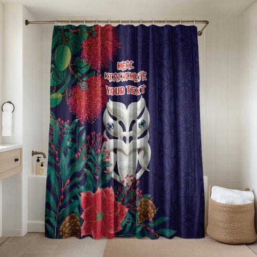 Maori Wheku Meri Kirihimete Personalised Bathroom Set All Blue Indigenous Maori Motif - Aussie Hoodie