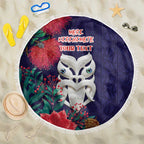 Maori Wheku Meri Kirihimete Personalised Beach Blanket All Blue Indigenous Maori Motif - Aussie Hoodie