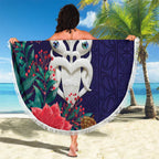 Maori Wheku Meri Kirihimete Personalised Beach Blanket All Blue Indigenous Maori Motif - Aussie Hoodie