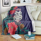Maori Wheku Meri Kirihimete Personalised Blanket All Blue Indigenous Maori Motif - Aussie Hoodie