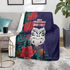 Maori Wheku Meri Kirihimete Personalised Blanket All Blue Indigenous Maori Motif - Aussie Hoodie