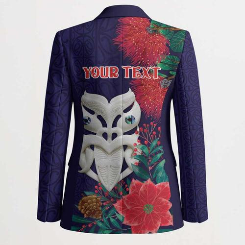Maori Wheku Meri Kirihimete Personalised Blazer All Blue Indigenous Maori Motif - Aussie Hoodie