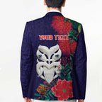 Maori Wheku Meri Kirihimete Personalised Blazer All Blue Indigenous Maori Motif - Aussie Hoodie
