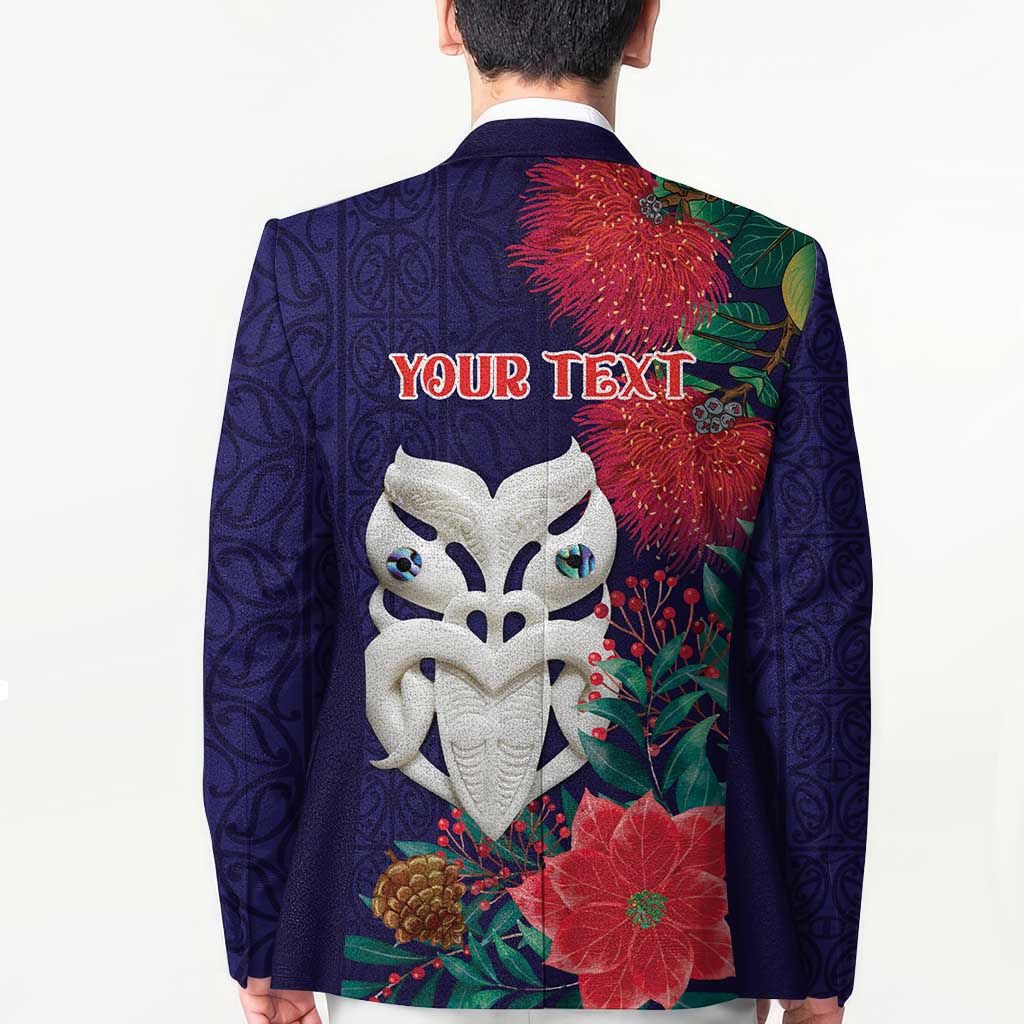 Maori Wheku Meri Kirihimete Personalised Blazer All Blue Indigenous Maori Motif - Aussie Hoodie