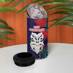Maori Wheku Meri Kirihimete Personalised 4 in 1 Can Cooler Tumbler All Blue Indigenous Maori Motif - Aussie Hoodie