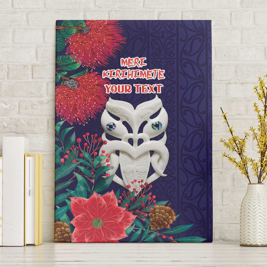 Maori Wheku Meri Kirihimete Personalised Canvas Wall Art All Blue Indigenous Maori Motif - Aussie Hoodie