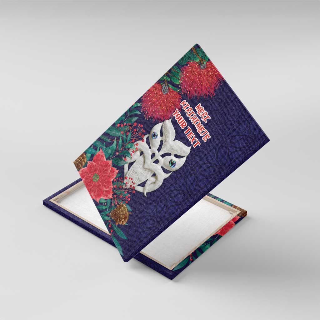 Maori Wheku Meri Kirihimete Personalised Canvas Wall Art All Blue Indigenous Maori Motif - Aussie Hoodie