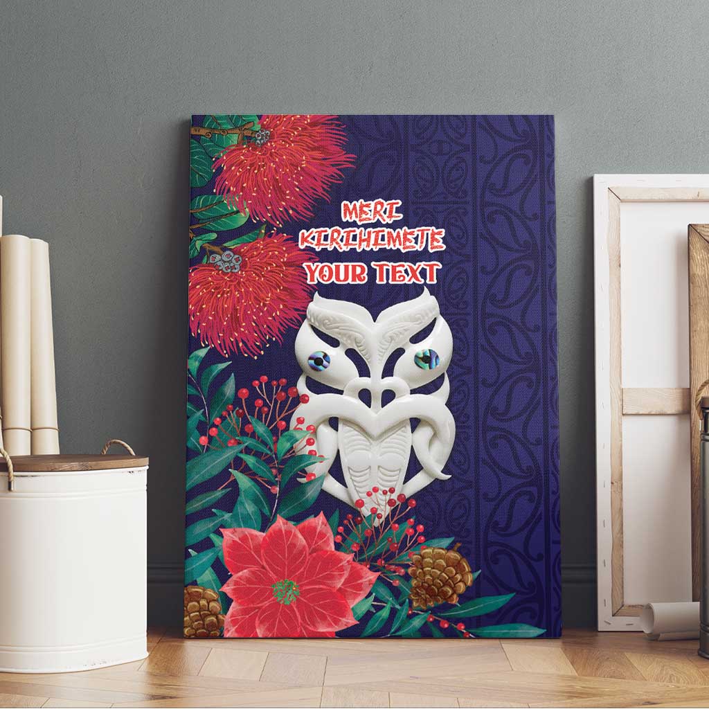 Maori Wheku Meri Kirihimete Personalised Canvas Wall Art All Blue Indigenous Maori Motif - Aussie Hoodie