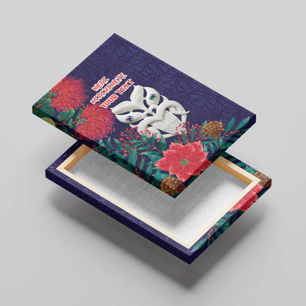 Maori Wheku Meri Kirihimete Personalised Canvas Wall Art All Blue Indigenous Maori Motif - Aussie Hoodie