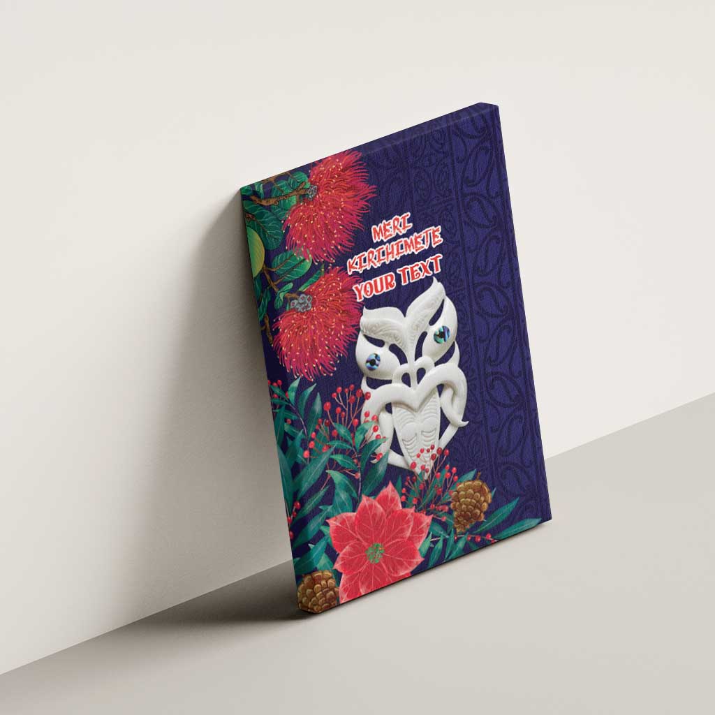 Maori Wheku Meri Kirihimete Personalised Canvas Wall Art All Blue Indigenous Maori Motif - Aussie Hoodie