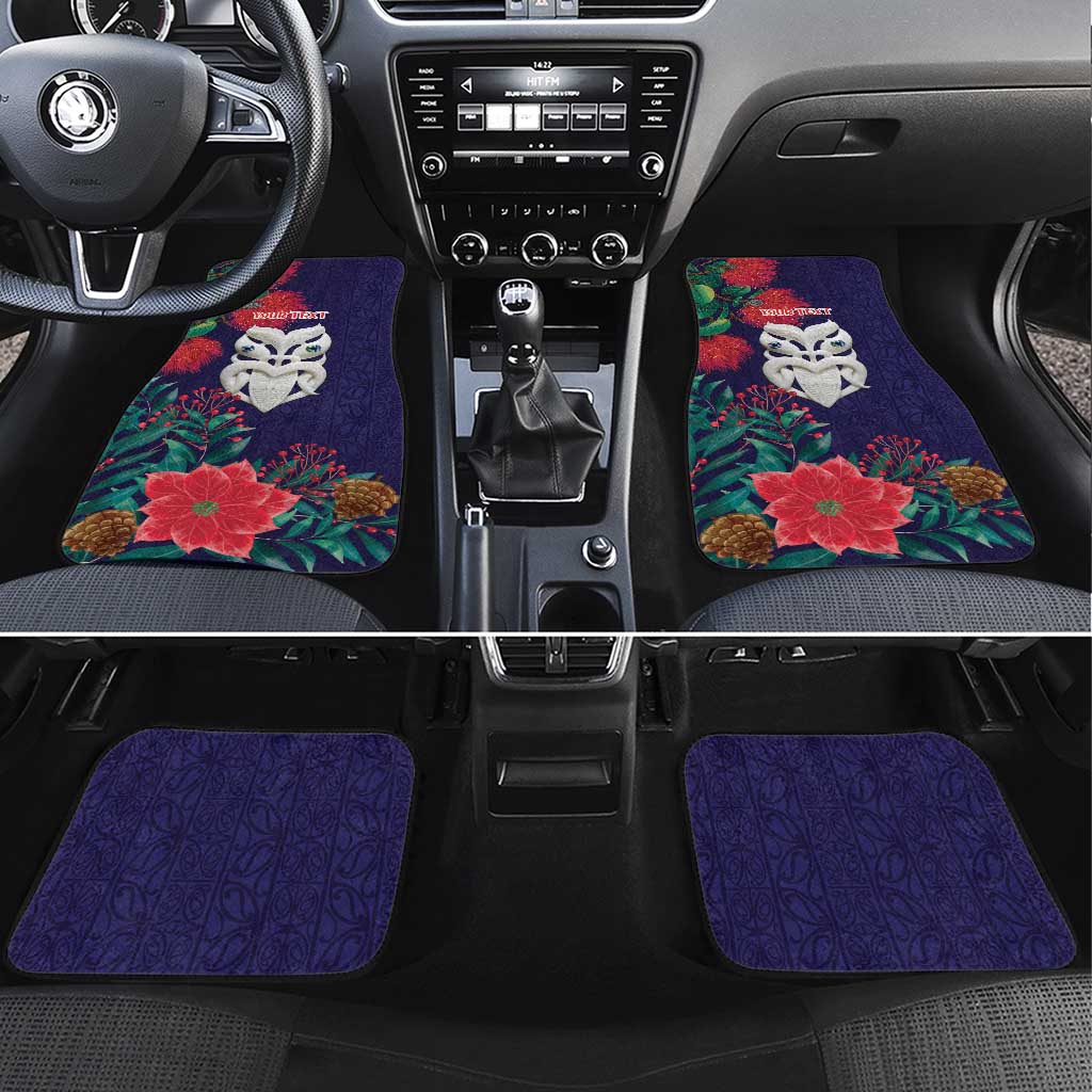 Maori Wheku Meri Kirihimete Personalised Car Mats All Blue Indigenous Maori Motif - Aussie Hoodie
