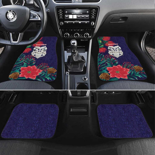 Maori Wheku Meri Kirihimete Personalised Car Mats All Blue Indigenous Maori Motif - Aussie Hoodie