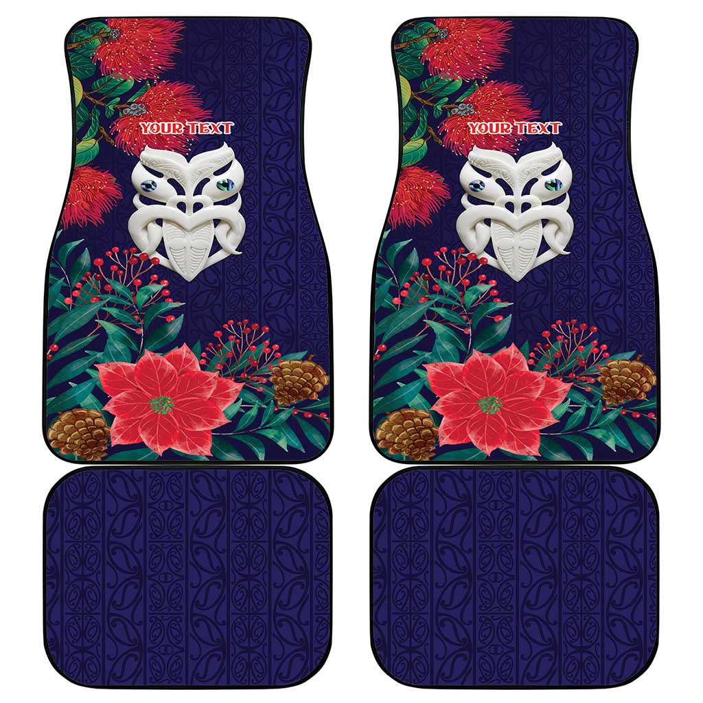 Maori Wheku Meri Kirihimete Personalised Car Mats All Blue Indigenous Maori Motif - Aussie Hoodie