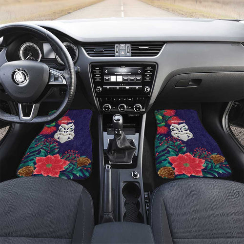 Maori Wheku Meri Kirihimete Personalised Car Mats All Blue Indigenous Maori Motif - Aussie Hoodie