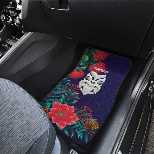 Maori Wheku Meri Kirihimete Personalised Car Mats All Blue Indigenous Maori Motif - Aussie Hoodie