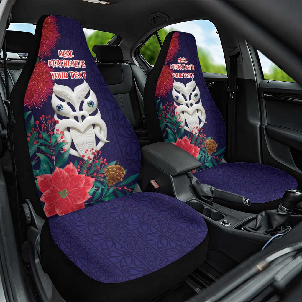 Maori Wheku Meri Kirihimete Personalised Car Seat Cover All Blue Indigenous Maori Motif - Aussie Hoodie
