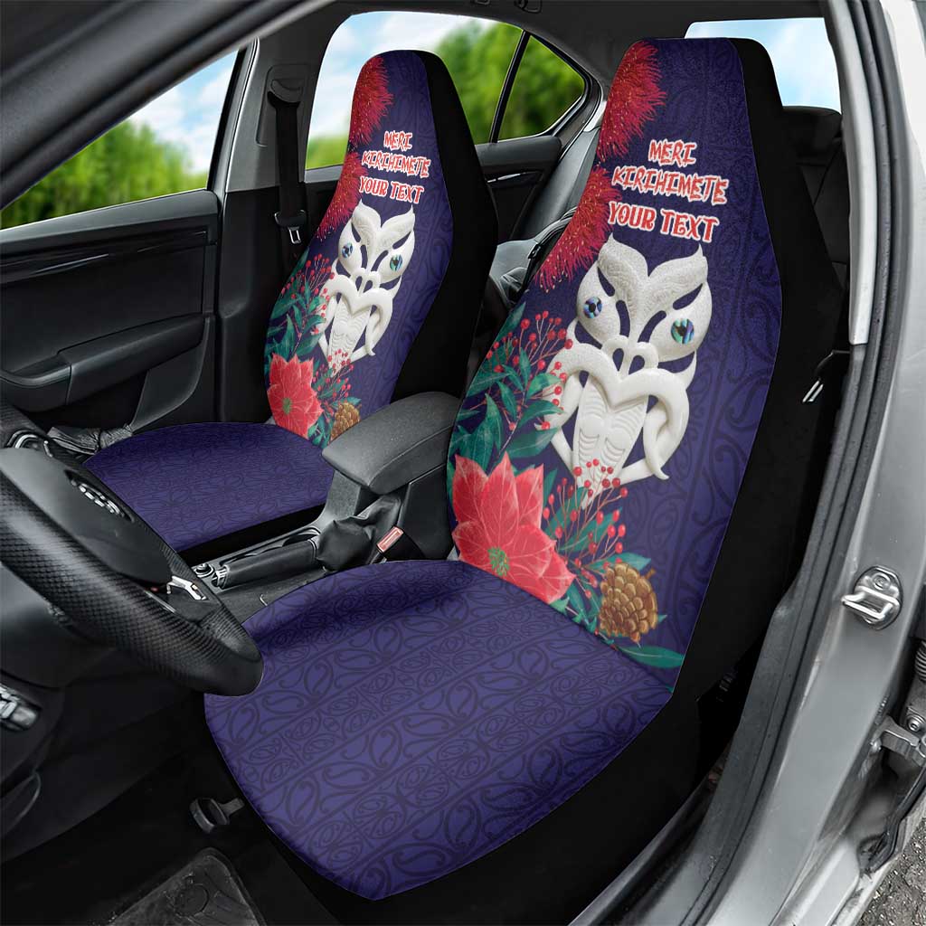 Maori Wheku Meri Kirihimete Personalised Car Seat Cover All Blue Indigenous Maori Motif - Aussie Hoodie
