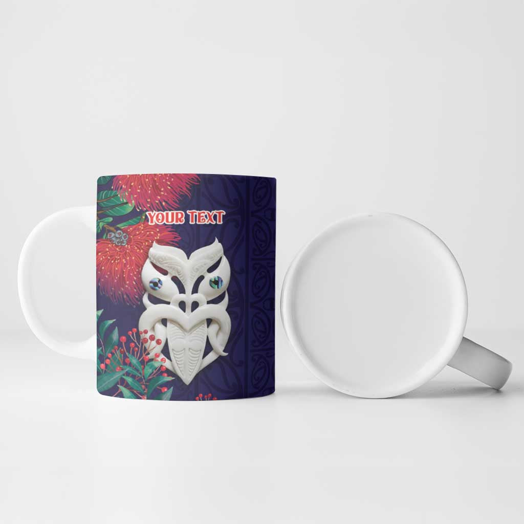 Maori Wheku Meri Kirihimete Personalised Ceramic Mug All Blue Indigenous Maori Motif - Aussie Hoodie
