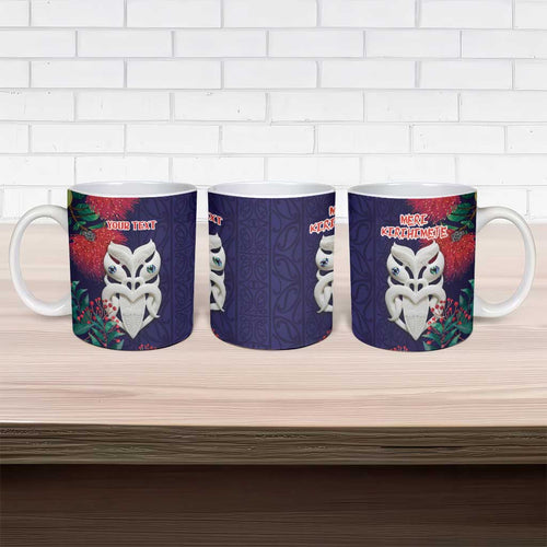 Maori Wheku Meri Kirihimete Personalised Ceramic Mug All Blue Indigenous Maori Motif - Aussie Hoodie