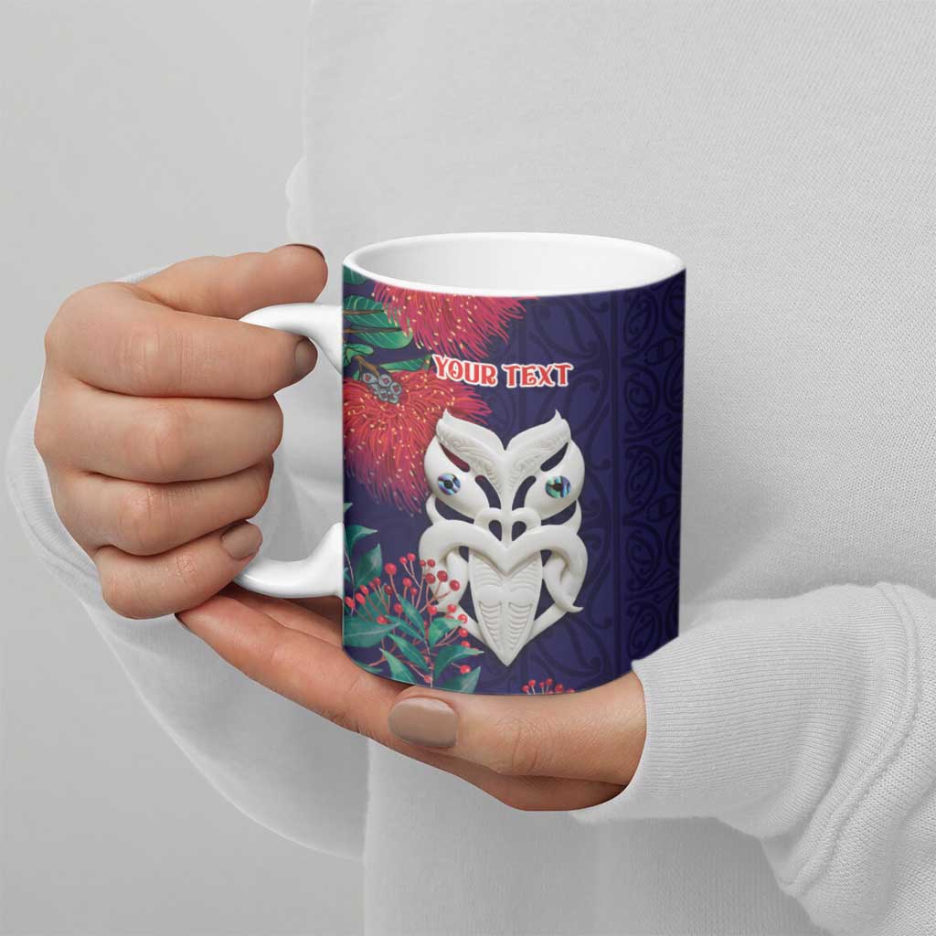 Maori Wheku Meri Kirihimete Personalised Ceramic Mug All Blue Indigenous Maori Motif - Aussie Hoodie