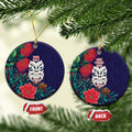 Maori Wheku Meri Kirihimete Personalised Ceramic Ornament All Blue Indigenous Maori Motif - Aussie Hoodie