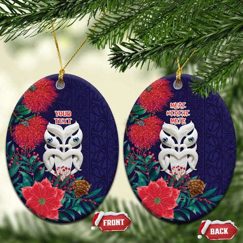 Maori Wheku Meri Kirihimete Personalised Ceramic Ornament All Blue Indigenous Maori Motif - Aussie Hoodie