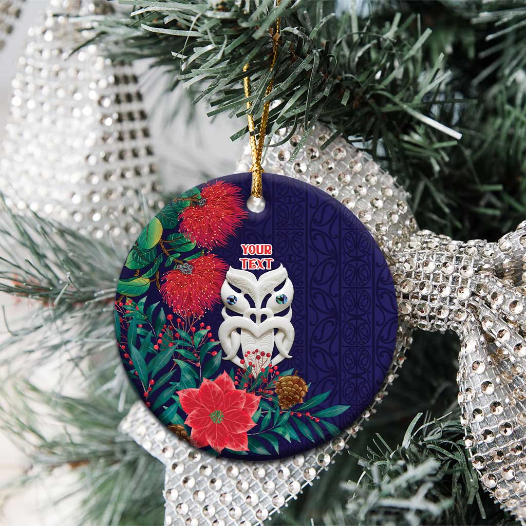 Maori Wheku Meri Kirihimete Personalised Ceramic Ornament All Blue Indigenous Maori Motif - Aussie Hoodie
