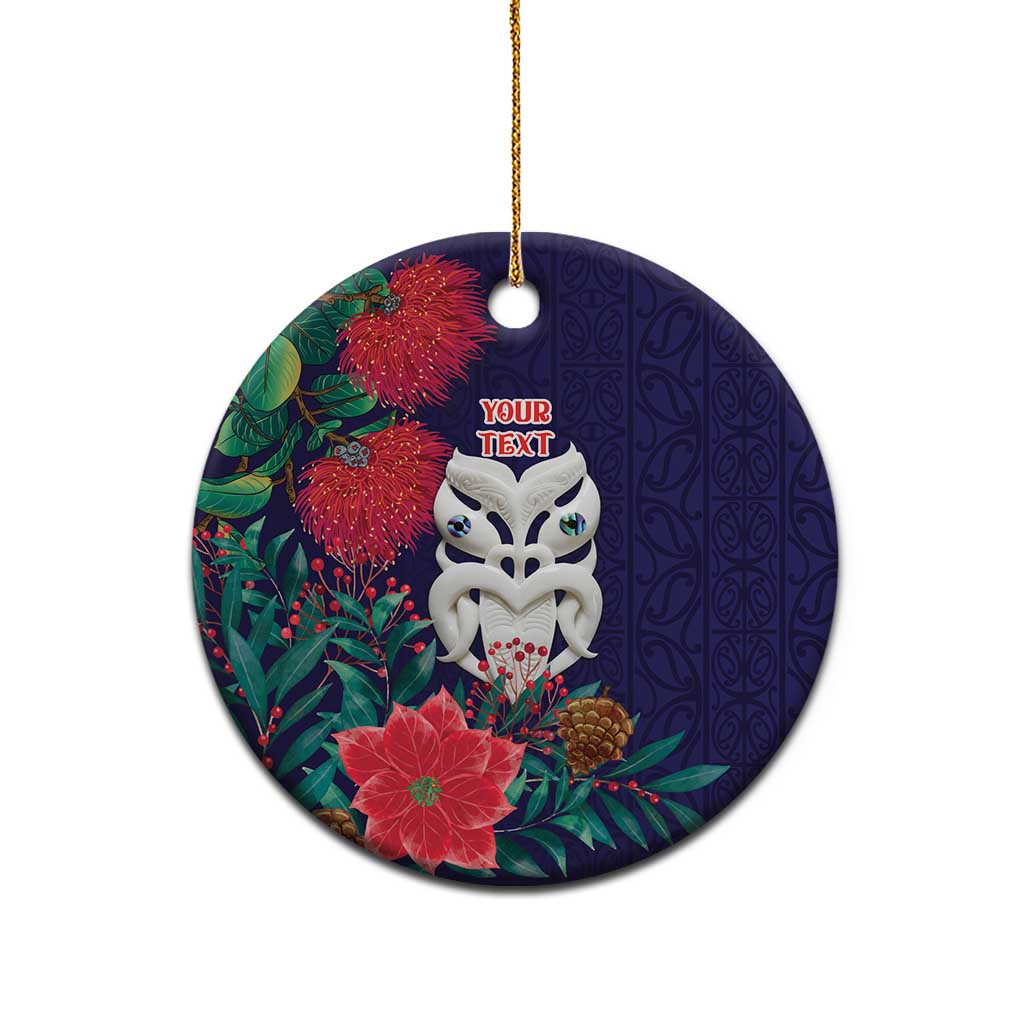 Maori Wheku Meri Kirihimete Personalised Ceramic Ornament All Blue Indigenous Maori Motif - Aussie Hoodie