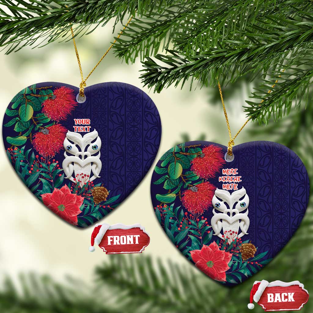 Maori Wheku Meri Kirihimete Personalised Ceramic Ornament All Blue Indigenous Maori Motif - Aussie Hoodie