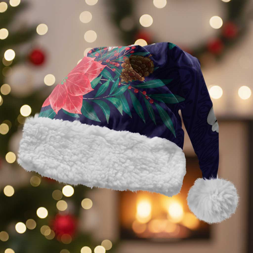 Maori Wheku Meri Kirihimete Personalised Christmas Santa Hat All Blue Indigenous Maori Motif - Aussie Hoodie