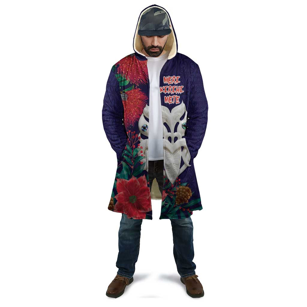 Maori Wheku Meri Kirihimete Personalised Cloak All Blue Indigenous Maori Motif - Aussie Hoodie