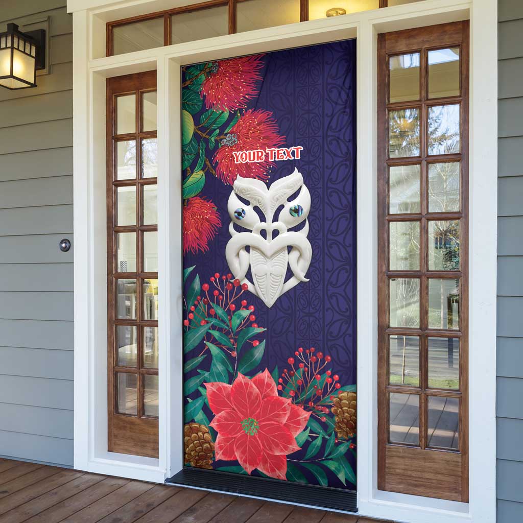 Maori Wheku Meri Kirihimete Personalised Door Cover All Blue Indigenous Maori Motif - Aussie Hoodie