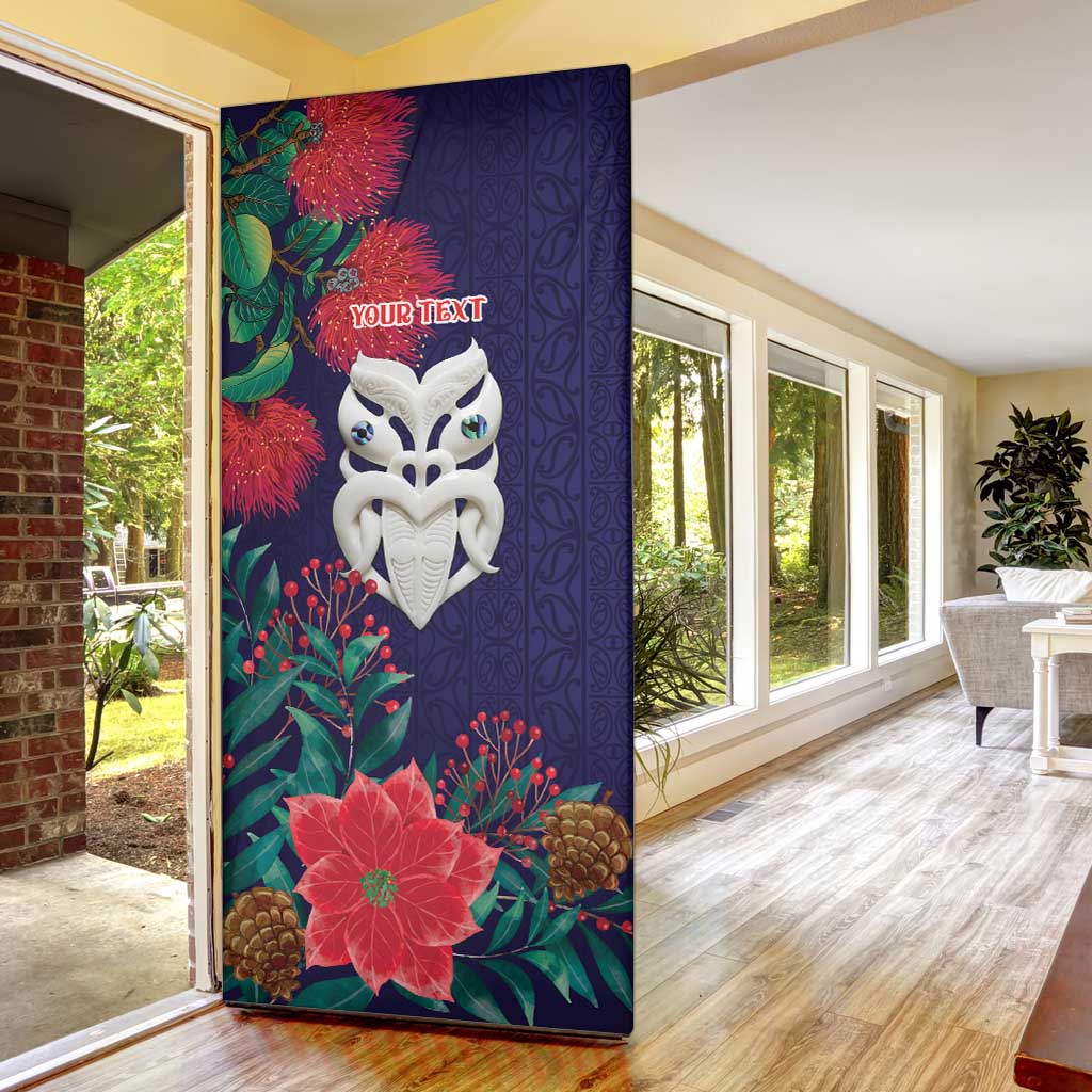 Maori Wheku Meri Kirihimete Personalised Door Cover All Blue Indigenous Maori Motif - Aussie Hoodie