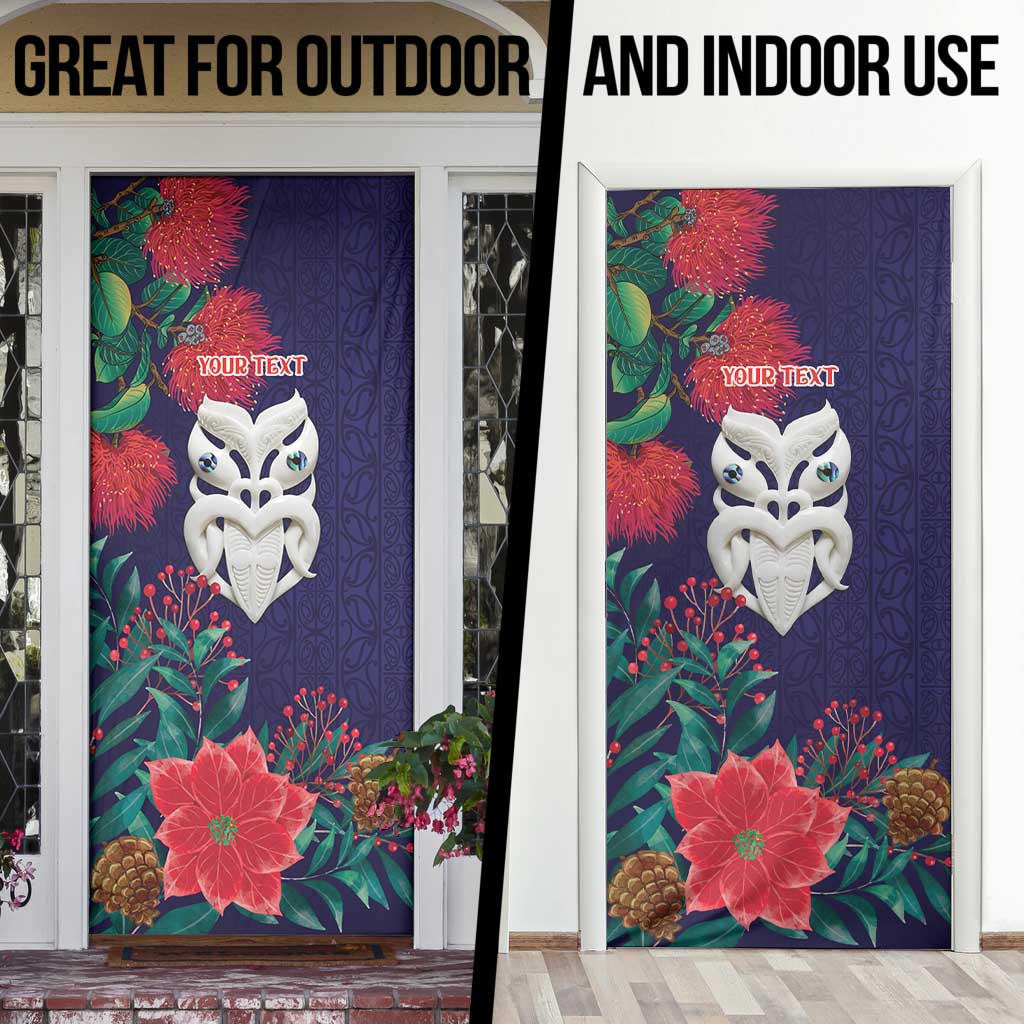 Maori Wheku Meri Kirihimete Personalised Door Cover All Blue Indigenous Maori Motif - Aussie Hoodie