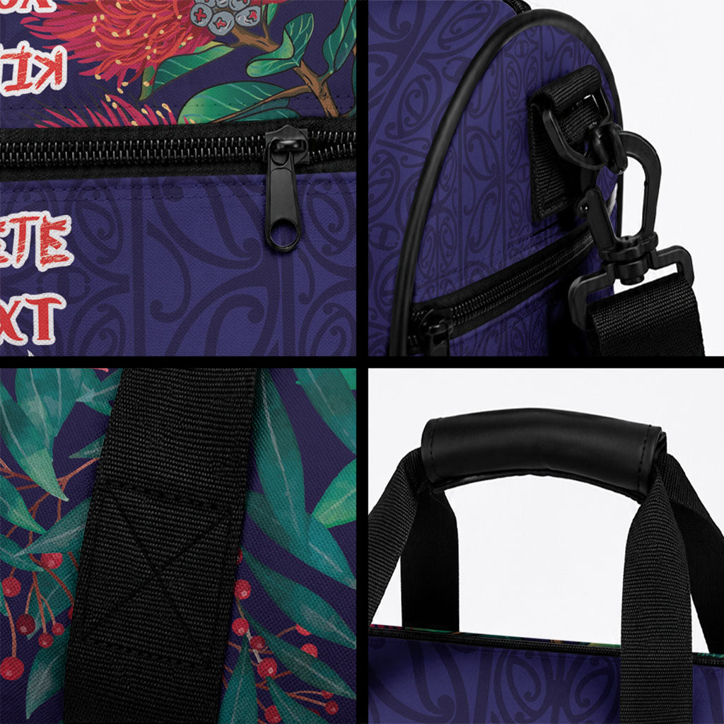 Maori Wheku Meri Kirihimete Personalised Duffle Bag All Blue Indigenous Maori Motif